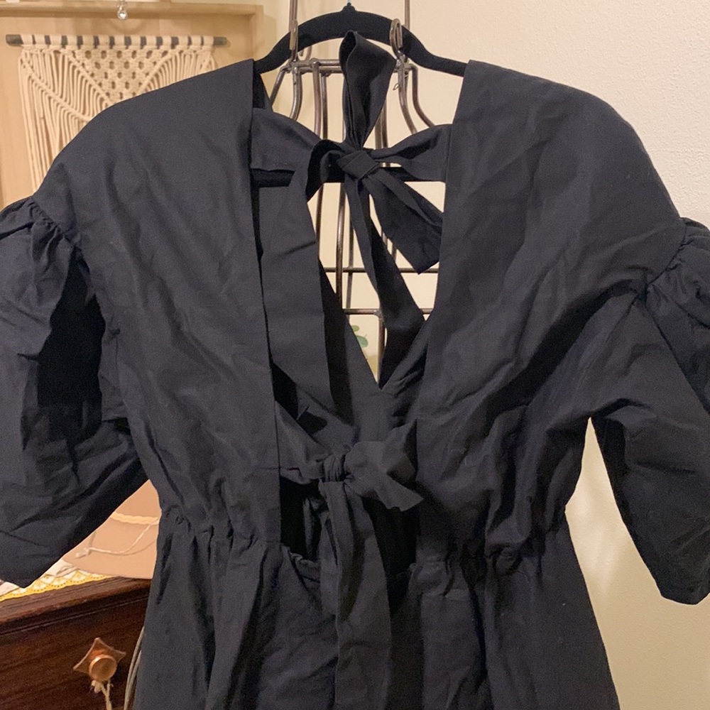 Asos Edition Black  Full Midi dress with puff sleeves size 6 - Picture 3 of 8